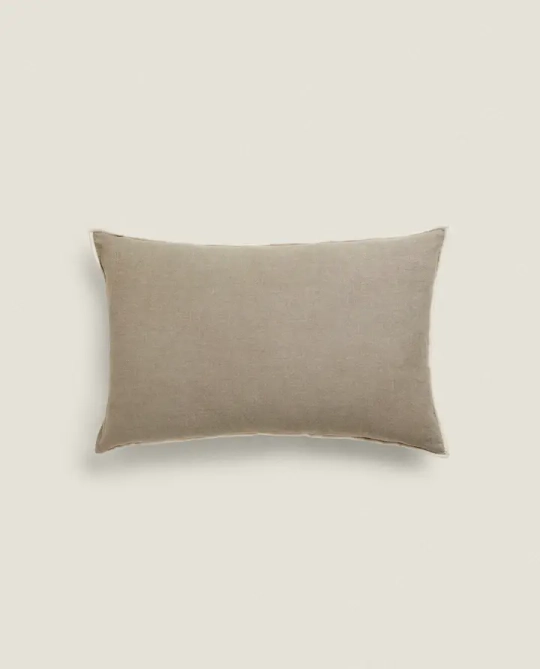 ZARA HOME ОДНОТОННАЯ НАВОЛОЧКА ДЛЯ ДЕКОРАТИВНОЙ ПОДУШКИ, СЕРЫЙ