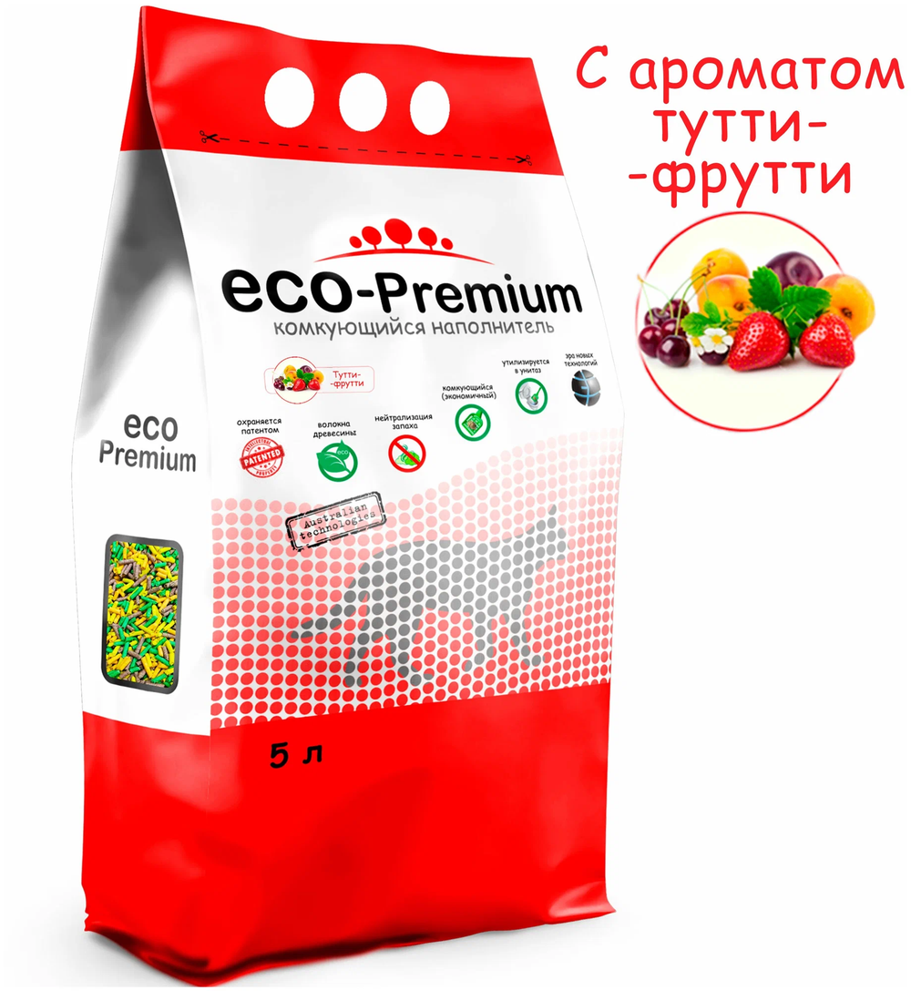 Eco premium наполнитель для кошек древесный тутти-фрутти