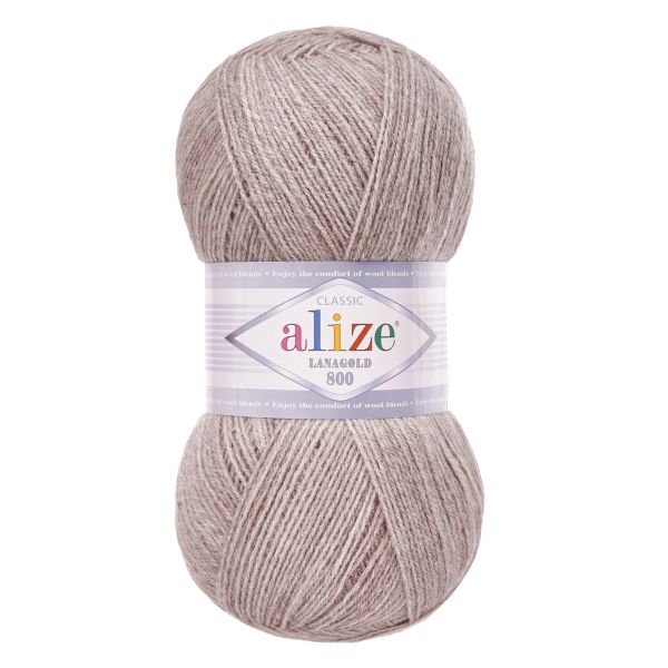 Пряжа Alize (Ализе) Lana Gold 800 / уп.5 мот. по 100 г, 730м, 207 светло-коричневый А