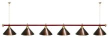 Лампа STARTBILLIARDS 6 пл. (плафоны золотые,штанга коричневая,фурнитура золото)