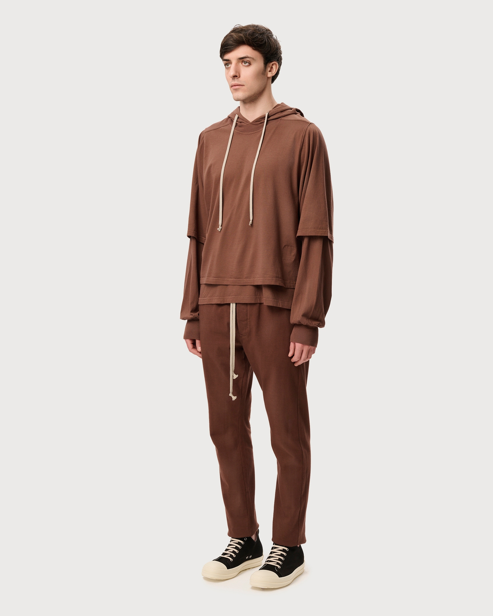 RICK OWENS DRKSHDW БРЮКИ КОРИЧНЕВЫЕ KNIT BERLIN RIG