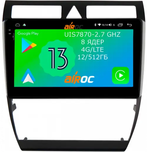 Магнитола для Audi A6 2001-2004 - Airoc 2K AU-3602 на Android 13, Быстрейшая, SIM-слот