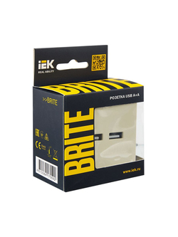 Розетка BRITE USB A+A 3.1А РЮ10-1-БрКр механизм беж. IEK BR-U21-D31-K10