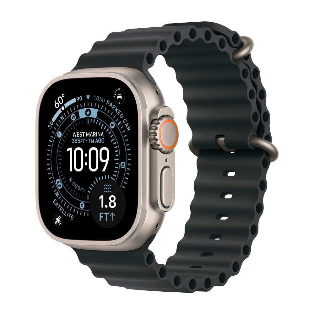Умные часы Apple Watch Ultra 3 (2025) GPS + Cellular, 49mm, Natural Titanium Case with Black Ocean Band