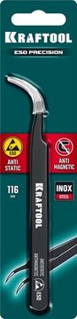 KRAFTOOL изогнутый 116 мм, Антистатический антимагнитный прецизионный пинцет (222126)