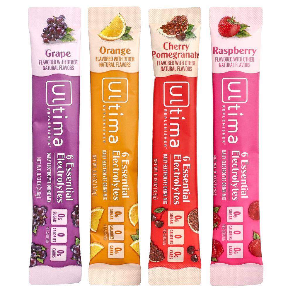 Ultima Replenisher, 6 незаменимых электролитов, смесь для приготовления электролитического напитка для ежедневного приема, оригинальный ассорти по 3,2 г (0,11 унции)