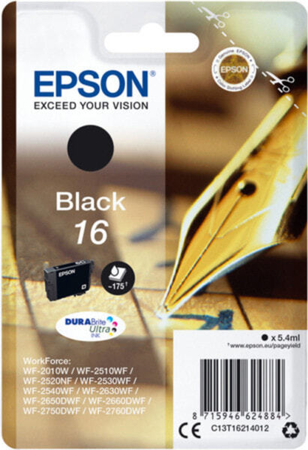 Картридж струйный черный 1 шт Epson T1621