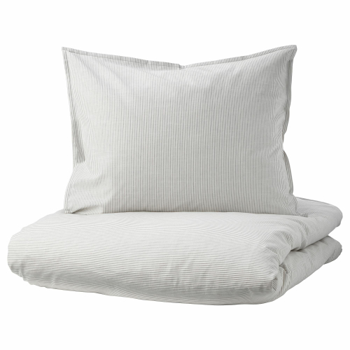 Комплект постельного белья IKEA BERGPALM (БЕРГПАЛМ), Двуспальный, Серый, 240x220, 50x80 см