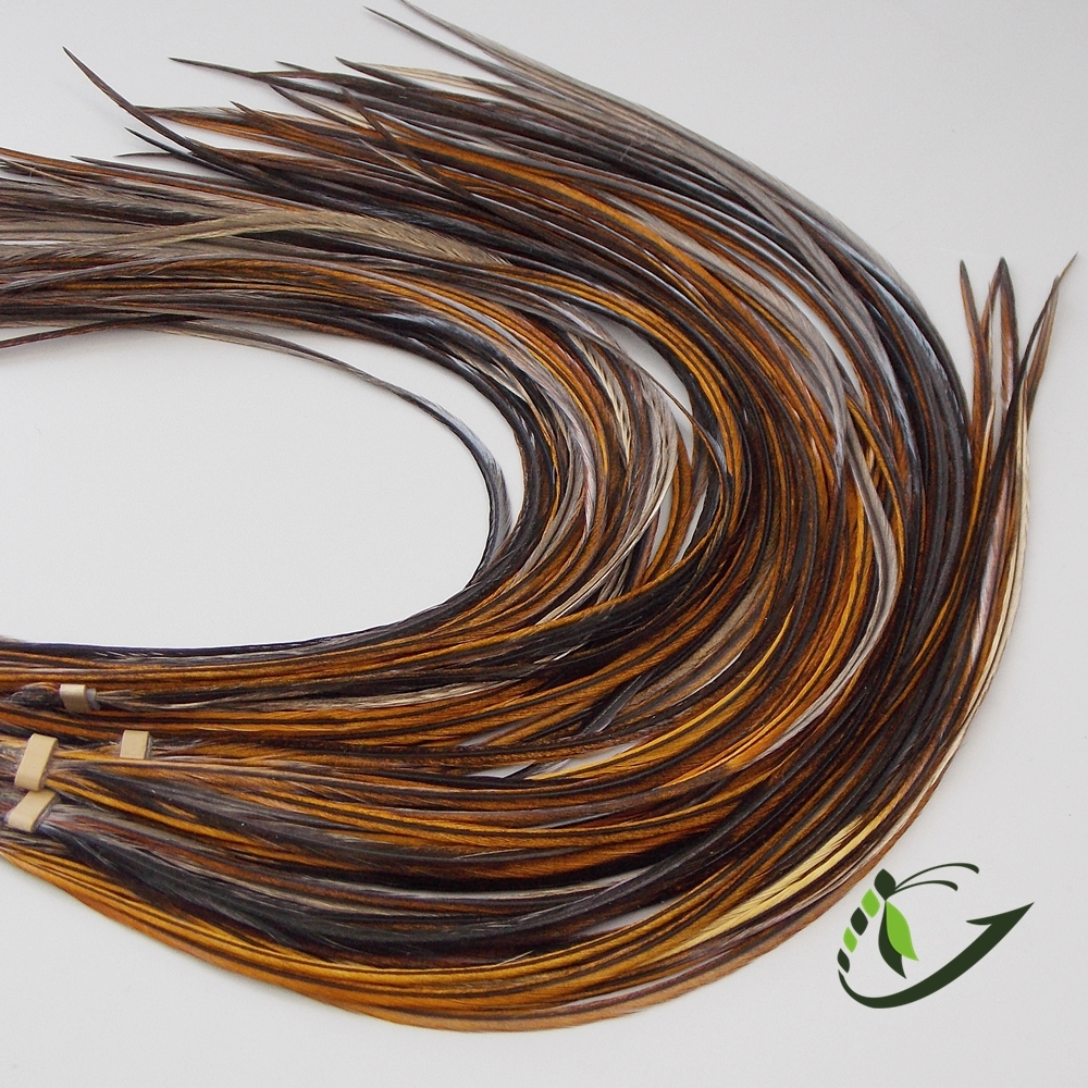 Перо из седла петуха Black & Brown (Unique Variant)