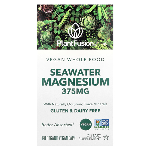PlantFusion, веганский магний из морской воды, 120 органических веганских капсул