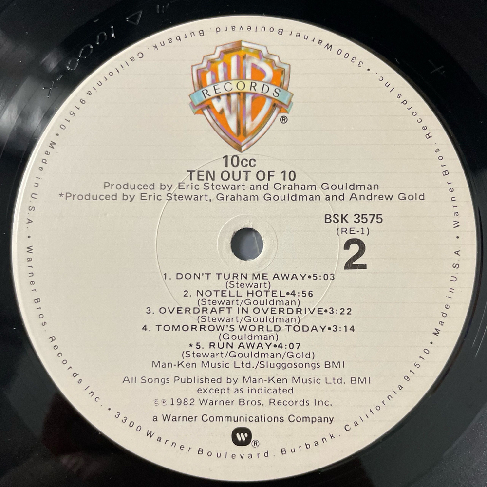 Винтажная виниловая пластинка LP 10cc Ten Out Of 10 Тэн Си Си (США 1982)