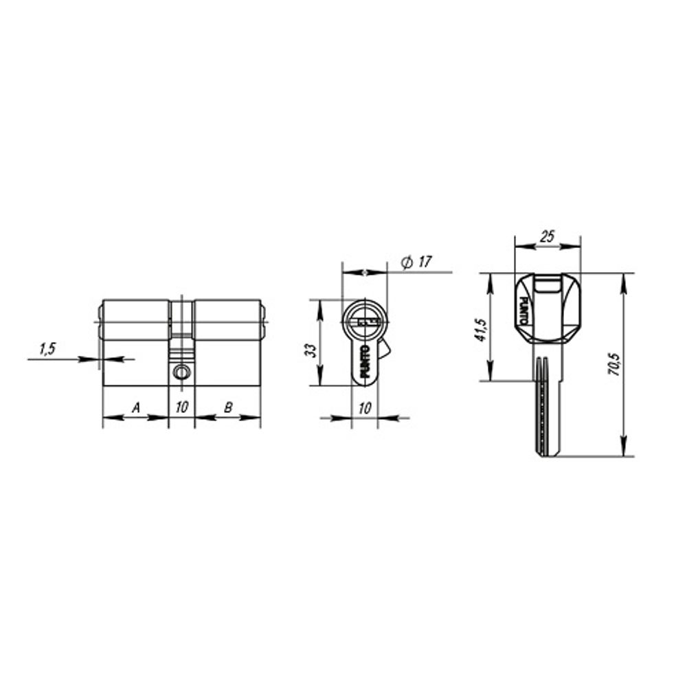 Цилиндровый механизм PUNTO MaxPro7000/60 mm (25+10+25) CP хром 7кл. /61151/