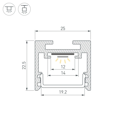 Профиль SL-LINE-2522-2500 BLACK (Arlight, Алюминий)