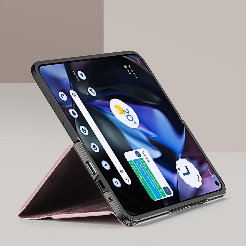 Чехол розового цвета с премиальной искусственной кожи от Dux Ducis для Google Pixel 9 Pro Fold, серия Bril Series Case