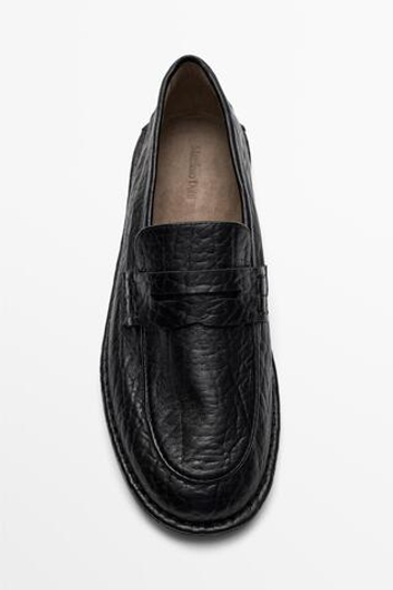 Massimo Dutti Мягкие кожаные лоферы, черный