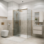 Душевое ограждение Grossman Classic 100.K33.04.120.32.00-200.K33.04.80.32.00 (120х80х195) раздвижная,золото сатин,стекло прозрачное,2 места