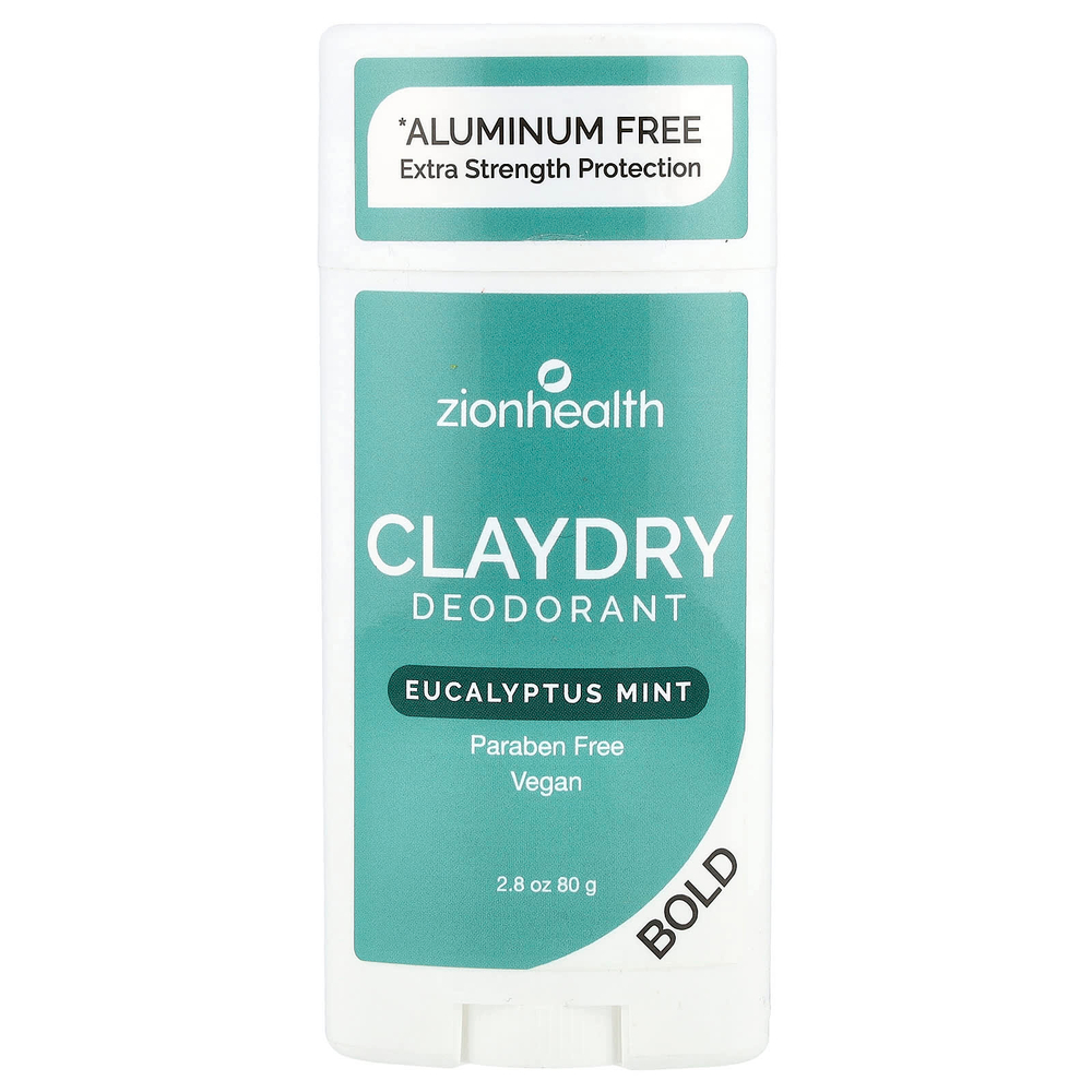 Zion Health, Bold, ClayDry, дезодорант, эвкалипт и мята, 80 г (2,8 унции)