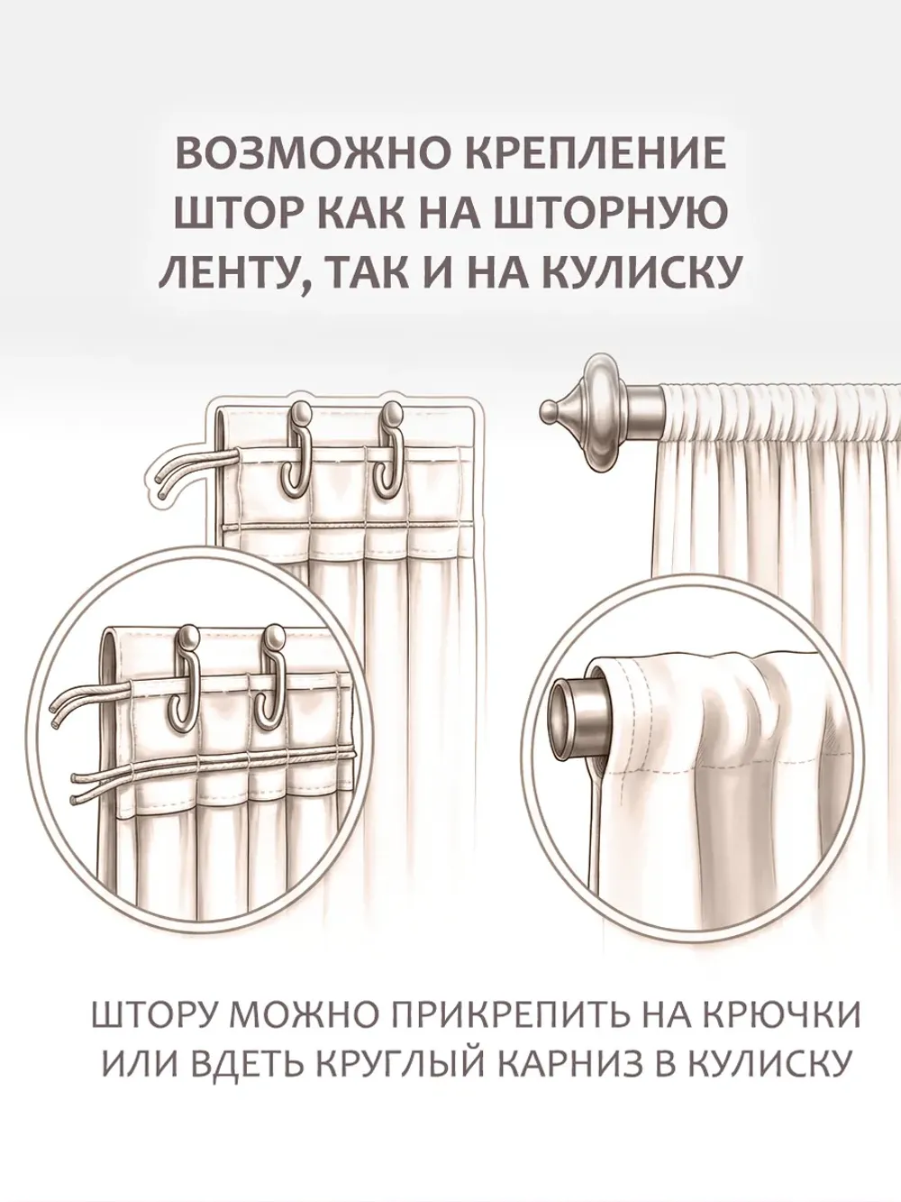 Штора тканевая на кухню, для спальни 150х200 1шт