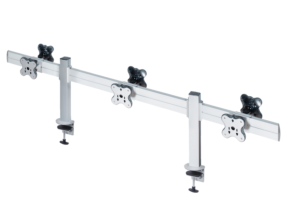 ErgoFount TBBS-600C Настольное крепление back-to-back для 6 мониторов диагональю до 24'' конфигурации 1х3 с зажимом к столу типа "С". Цвет - серебристый