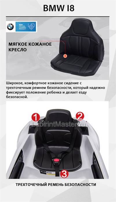 Детский электромобиль "BMW i8" 12V, черный
