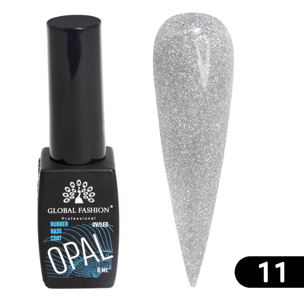 КАУЧУКОВАЯ БАЗА DISCO OPAL СВЕТООТРАЖАЮЩАЯ GLOBAL FASHION 8 МЛ, 11