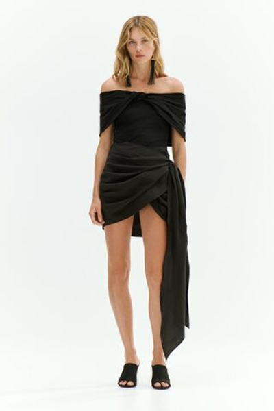 Мини-юбка с запахом и драпировкой - H&M