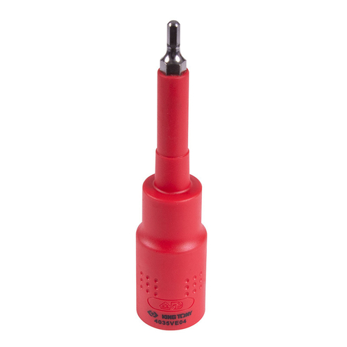 KING TONY (4035VE04) Насадка (бита) торцевая диэлектрическая 1/2", HEX, 4 мм, L = 120 мм