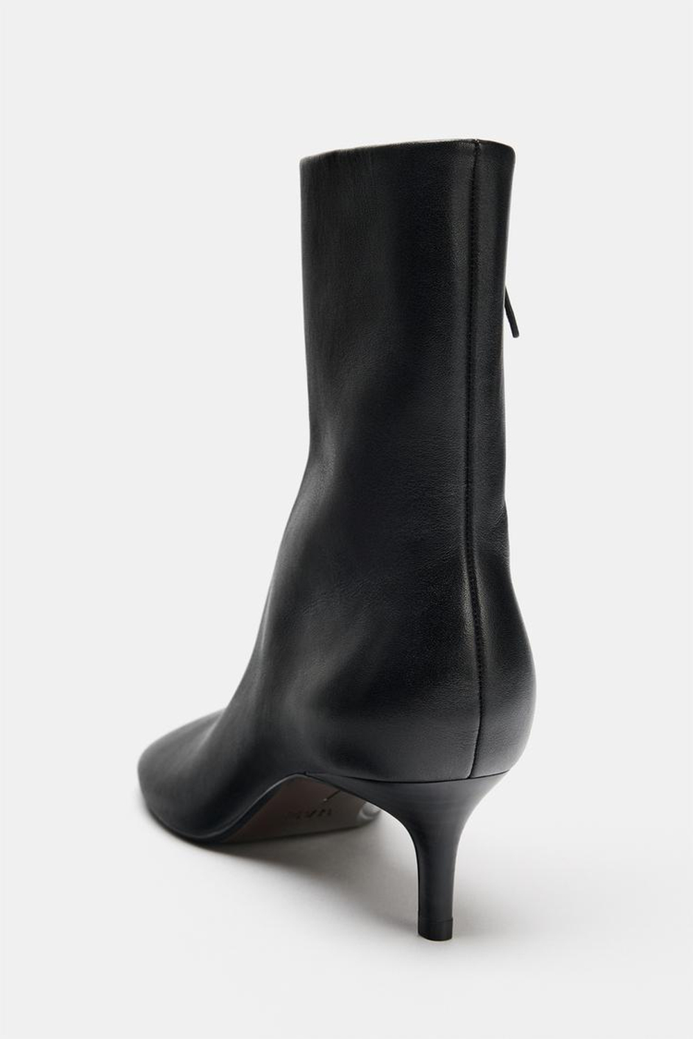 ZARA КОЖАНЫЕ БОТИЛЬОНЫ НА КАБЛУКЕ, ЧЕРНЫЙ