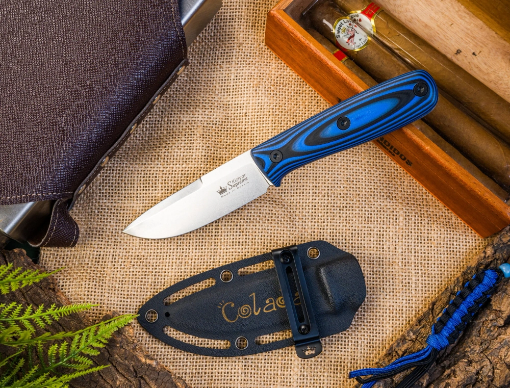 Туристический нож Colada AUS-10Co (Cryo) StoneWash Black-Blue G10