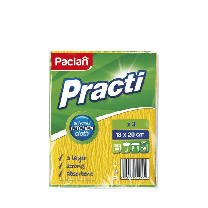 Paclan Салфетки хозяйственные трехслойные для влажной уборки 18*20 см 3 шт