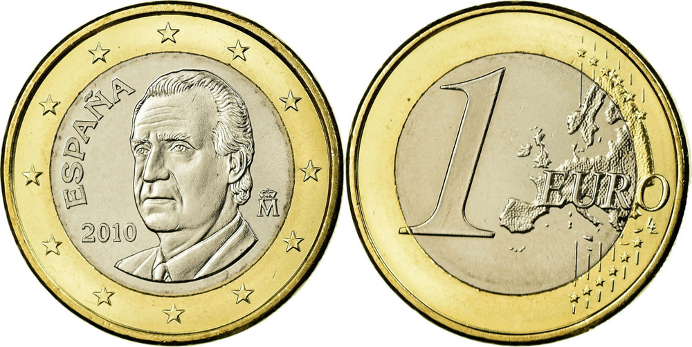 Испания 1 евро, 2010-2014 Король Хуан Карлос I XF
