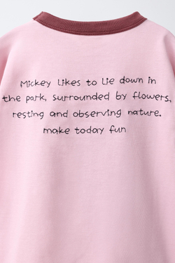 ZARA ФУТБОЛКА С ПРИНТОМ И ВЫШИВКОЙ MICKEY MOUSE © DISNEY, РОЗОВЫЙ