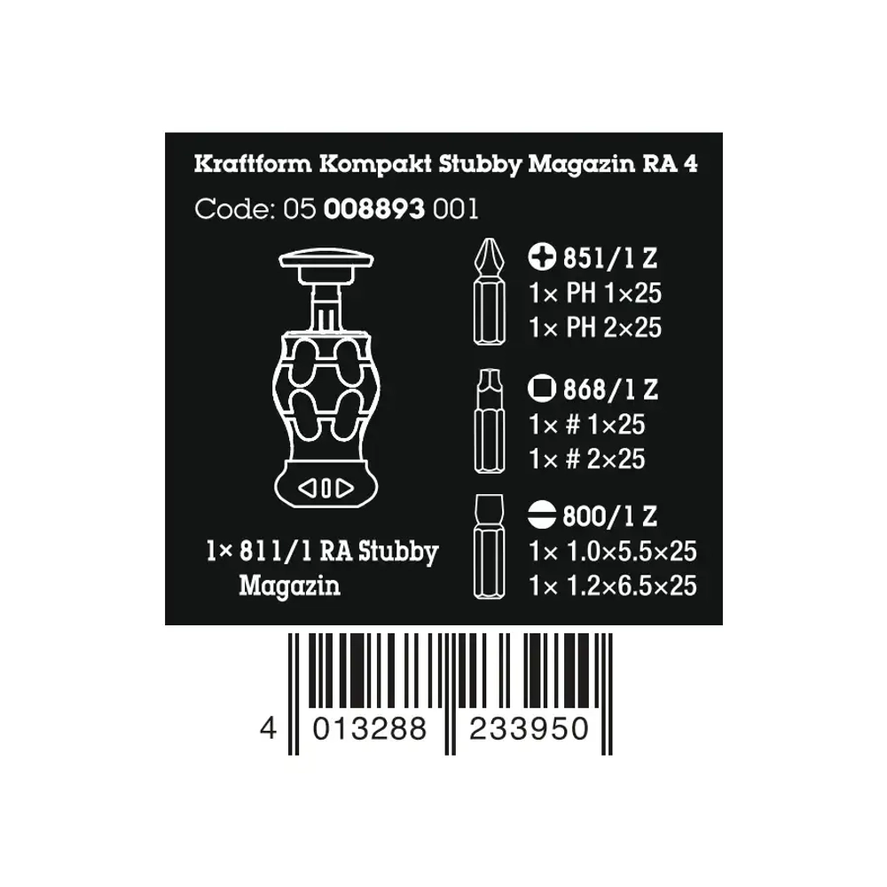 Набор Kraftform Kompakt Stubby Magazin RA 4 WERA 05008893001