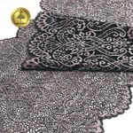 Кружево бельевое эластичное 225 мм / 3 метра, TBY.40992, цв.L168 серебристый пион+черный, Kruzhevo