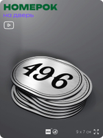 Номерок на дверь квартиры 496, для кабинета, офиса, шильдик 9 х 7 см, брашированная сталь, Айдентика Технолоджи