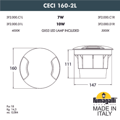 Тротуарный светильник Fumagalli CECI 3F2.000.000.LXD1L