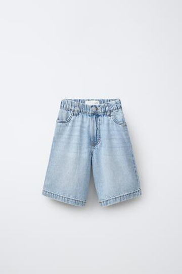 ZARA ДЖИНСОВЫЕ ШОРТЫ BAGGY, СИНИЙ