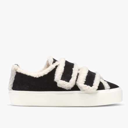 Замшевые кеды INUIKII 35202-050 Shearling low velcro black на меху