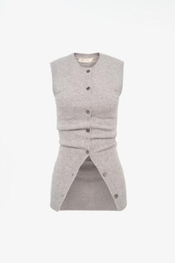 ZARA X JOHN GALLIANO ВЯЗАНЫЙ ЖИЛЕТ ИЗ 100% КАШЕМИРА, СЕРЫЙ
