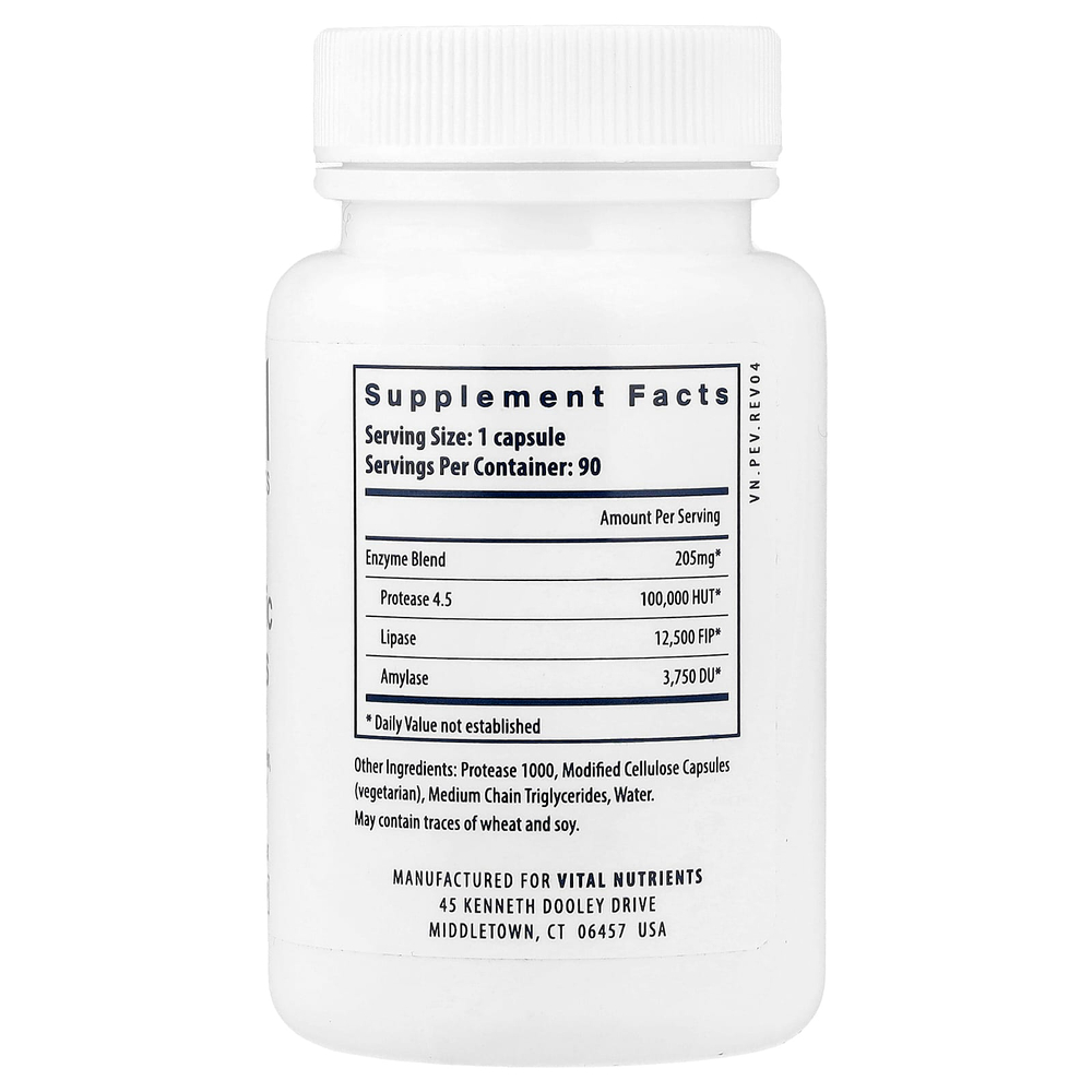 Vital Nutrients, веганские ферменты для поджелудочной железы, 90 веганских капсул