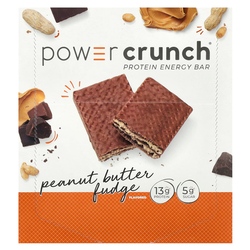 BNRG, Power Crunch®, протеиновый батончик, помадка с арахисовой пастой, 12 батончиков по 40 г (1,4 унции)