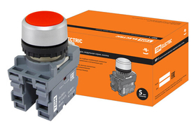 Кнопка MP1-20R в сборе d22мм 1з+1р красная TDM  SQ0747-0001