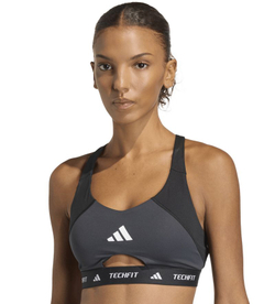 ТОП теннисный Adidas Techfit Workout Color Block Medium Support - black/carbon