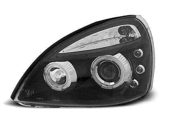 Передние фары Renault Clio 2 angel eyes black