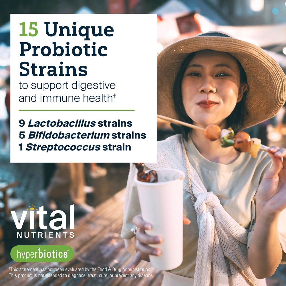 Vital Nutrients, Hyperbiotics®, Pro-15®, улучшенный пробиотик, 30 веганских таблеток
