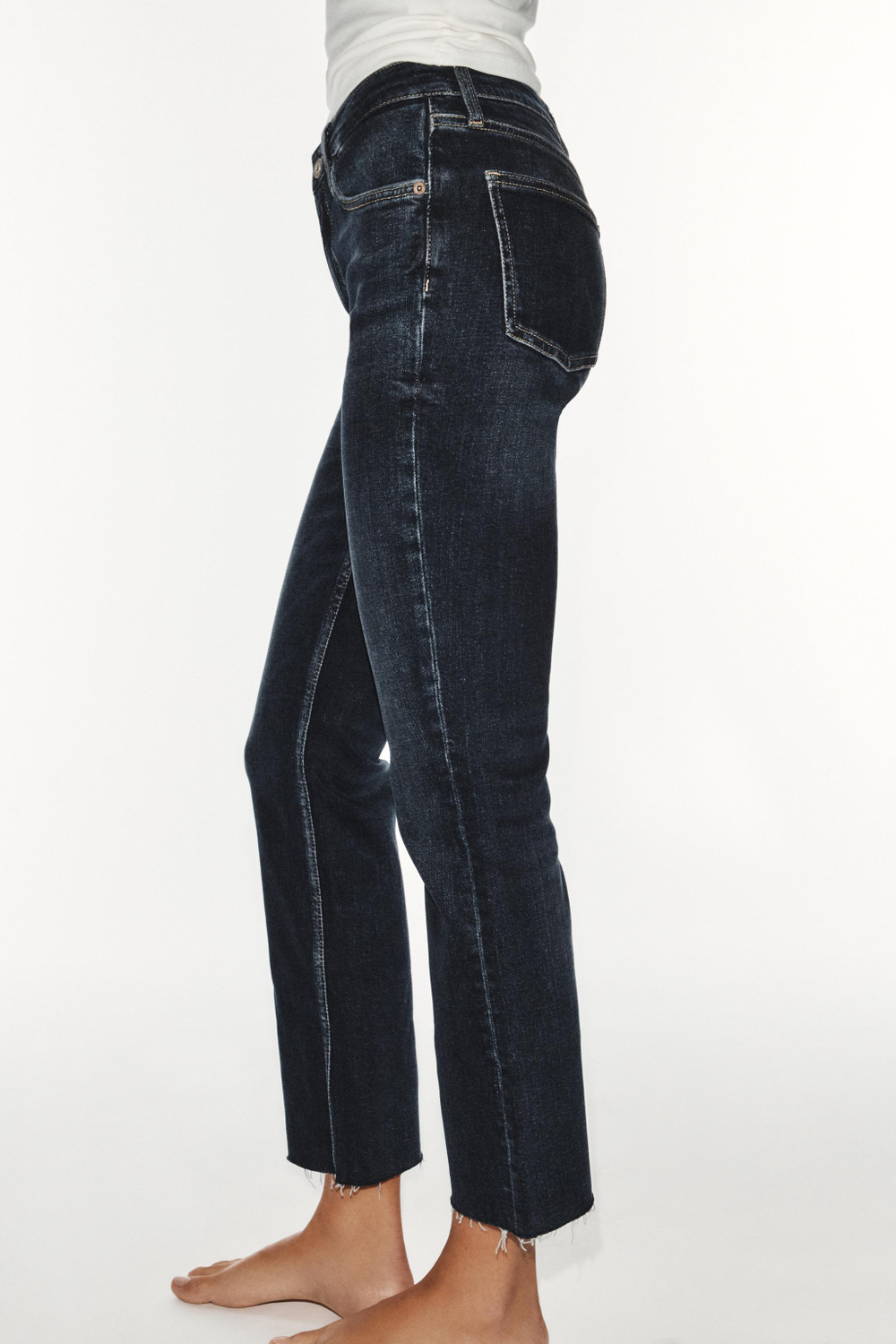 ДЖИНСЫ TRF CROPPED FLARE С ВЫСОКОЙ ПОСАДКОЙ И ПРИНТОМ В ГОРОШЕК — ZARA