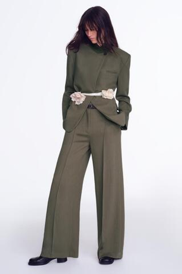 ZARA БРЮКИ С ДВОЙНЫМ ПОЯСОМ — ZW COLLECTION, СЕРЫЙ/НЕЖНО-КОРИЧНЕВЫЙ