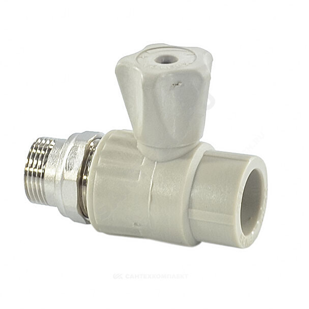 Кран шаровой PP-R серый Дн 20х1/2" НР прямой для радиатора VALFEX 10149020Г