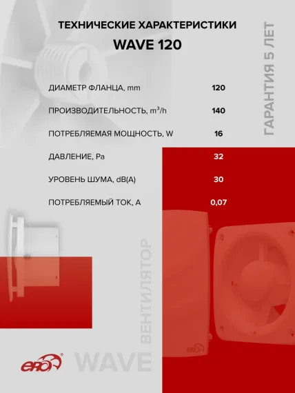 Вентилятор накладной WAVE D120 ERA