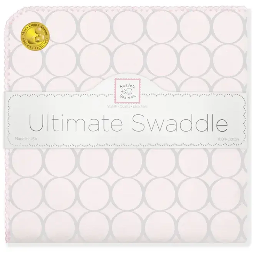 SwaddleDesigns SD-350SP Фланелевая пеленка для новорожденного - Sterling Mod Circles, Sunwashed Pink